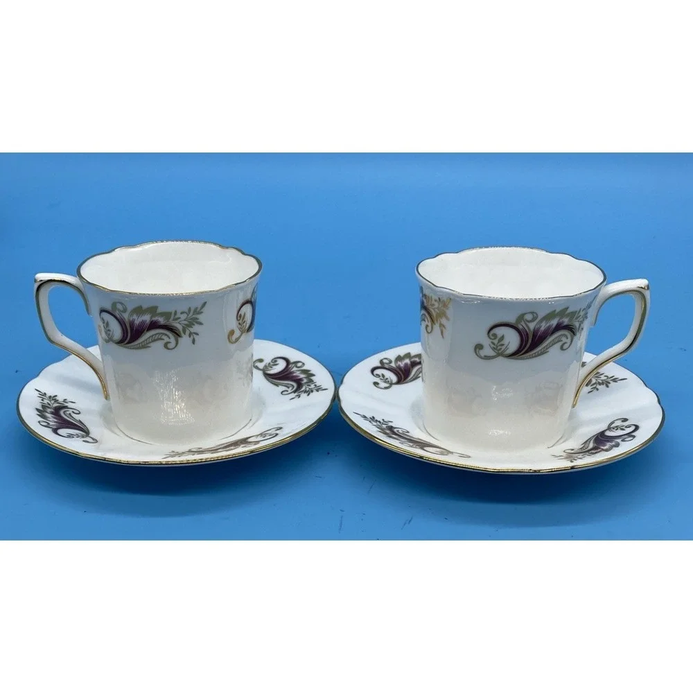 Fine Bone China HANKOOK~  England Original‎ Tech ~ Cup/Saucer Set ~ Leaf Motif